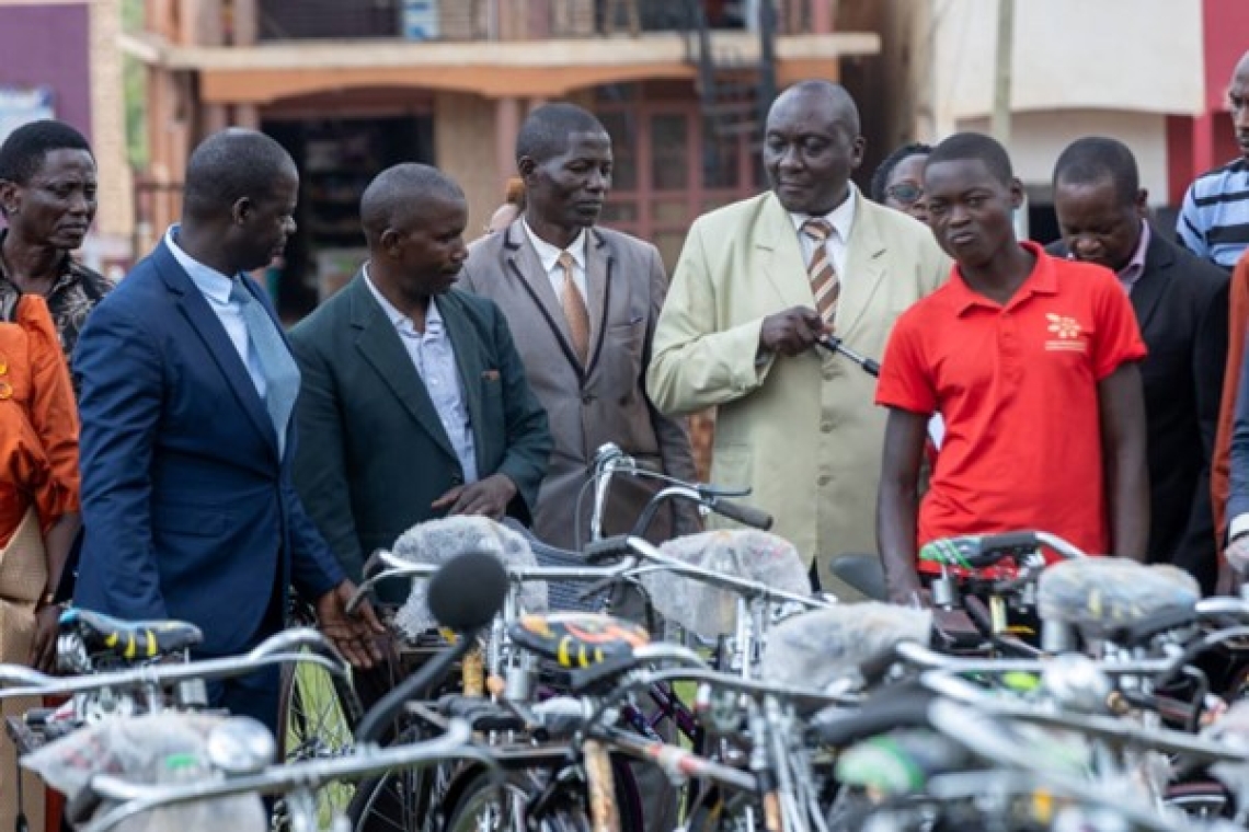 Sub-county chiefs receive bicycles donated by the Kingdom